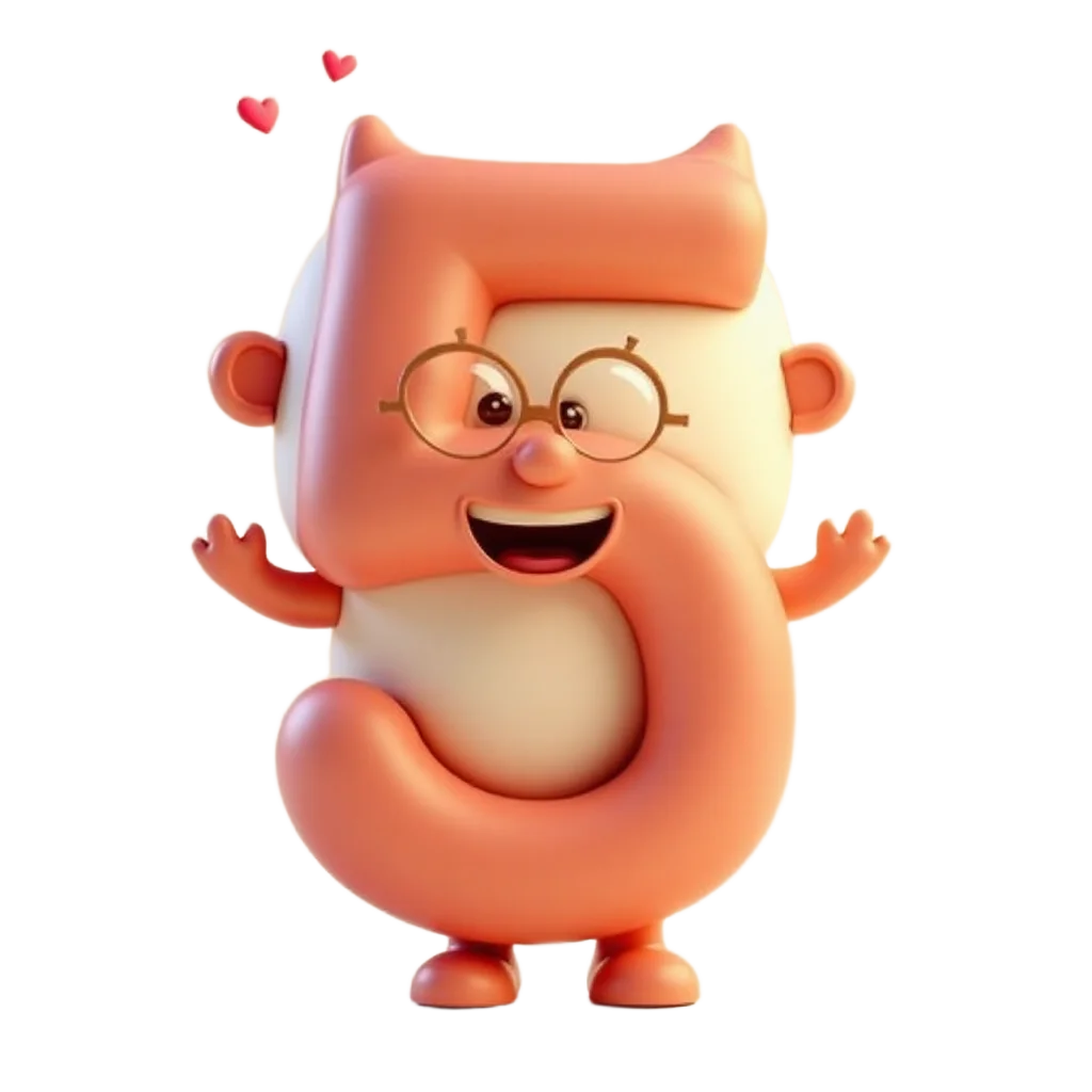 Cute Cartoon Character with Hearts